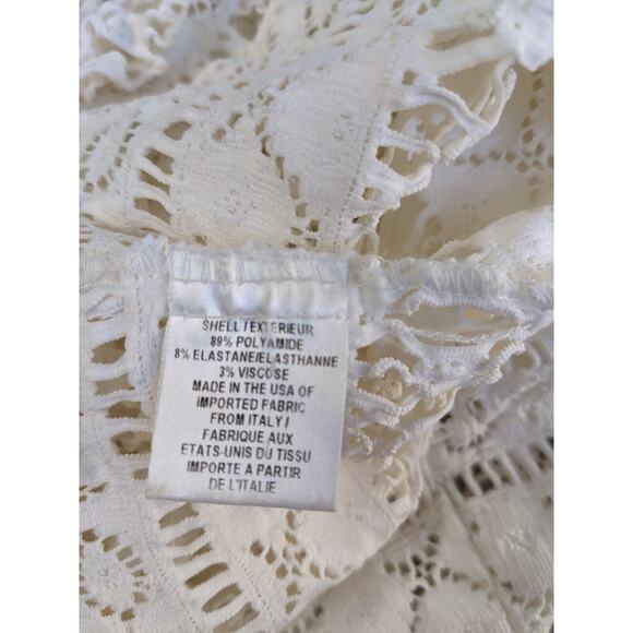 Milly Cabana Size Small Crochet Shift Mini Dress White V Neck Long Sleeves - Picture 14 of 14